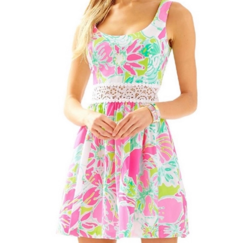 NWT Lilly Pulitzer Rosemarie Dress Flamingo Pin